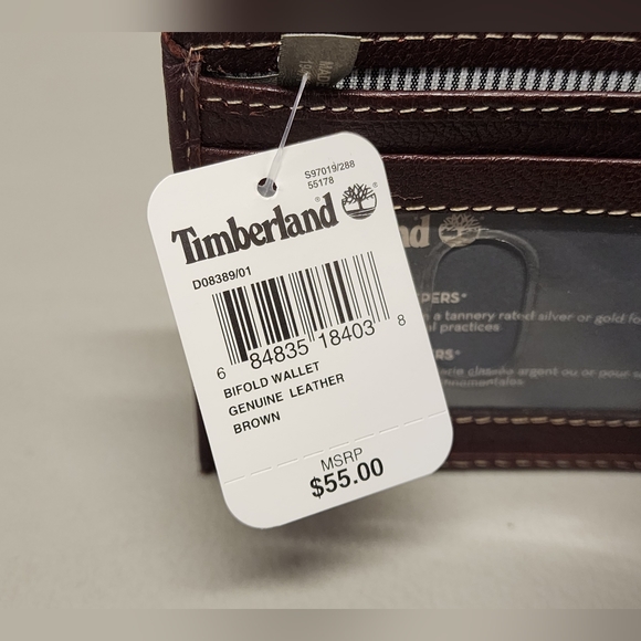 Timberland Men's Genuine Leather Sportz Quad Bifold Wallet Brown - Picture 5 of 7